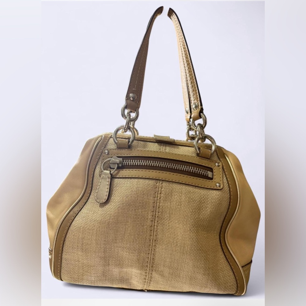 Coach Bonnie Frame Lady Bag Straw and Tan Leather Handbag 2008 - Picture 2 of 7